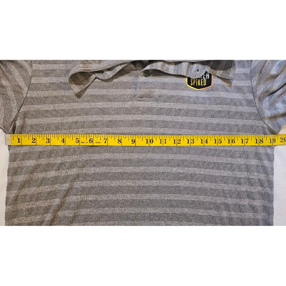 Arnold Palmer Spiked Mens Grey Striped Golf Polo Shirt Medium Short Sleeve Logo - Picture 8 of 8